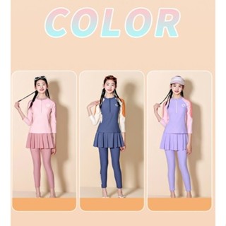 Bộ đồ bơi trẻ em, bộ bơi bé gái hai mảnh quần áo rời quần chân váy dài áo dài chống nắng 100-160 cho bé lớn aoibaby