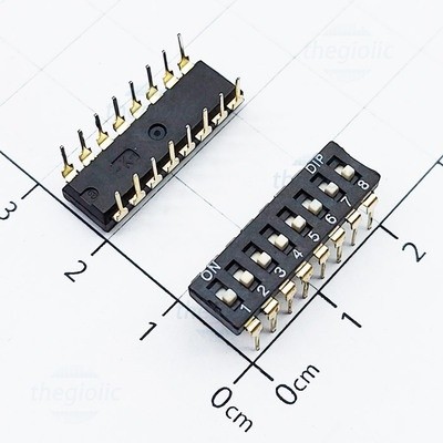[3 Cái]- Công Tắc 8 Bit Dip Switch Xuyên Lỗ 2.54mm Màu Đen