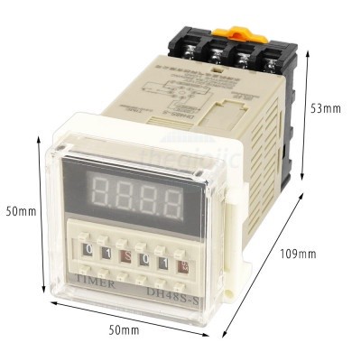 DH48S-S Rơ Le Thời Gian, Timer 0.1S-99H 12V 1NO 1NC Kèm Đế