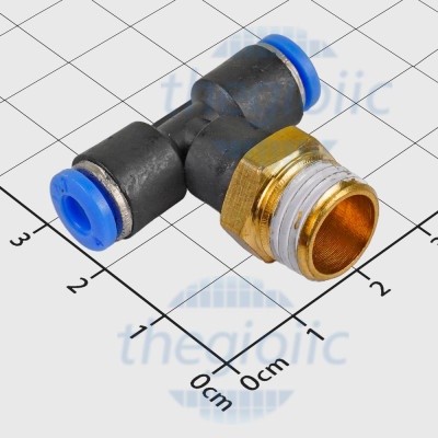 [3 Cái]- PB4-02 Đầu Nối Khí Nén Có Ren Chữ T Ống 4mm Ren Ngoài 12.7mm, 1/4inch