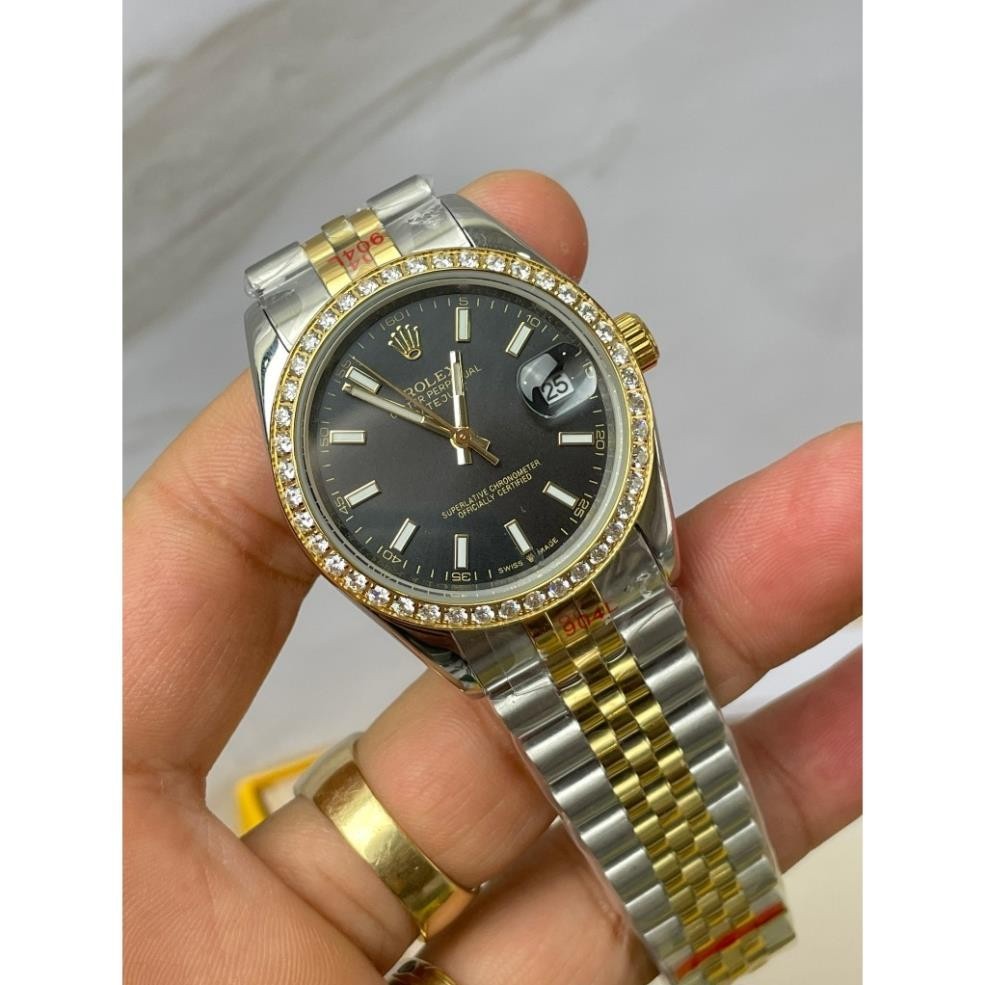 Đồng Hồ nam Rolex Datejust 41mm máy cơ nhật bản, viền đá cz - dây thép không gỉ