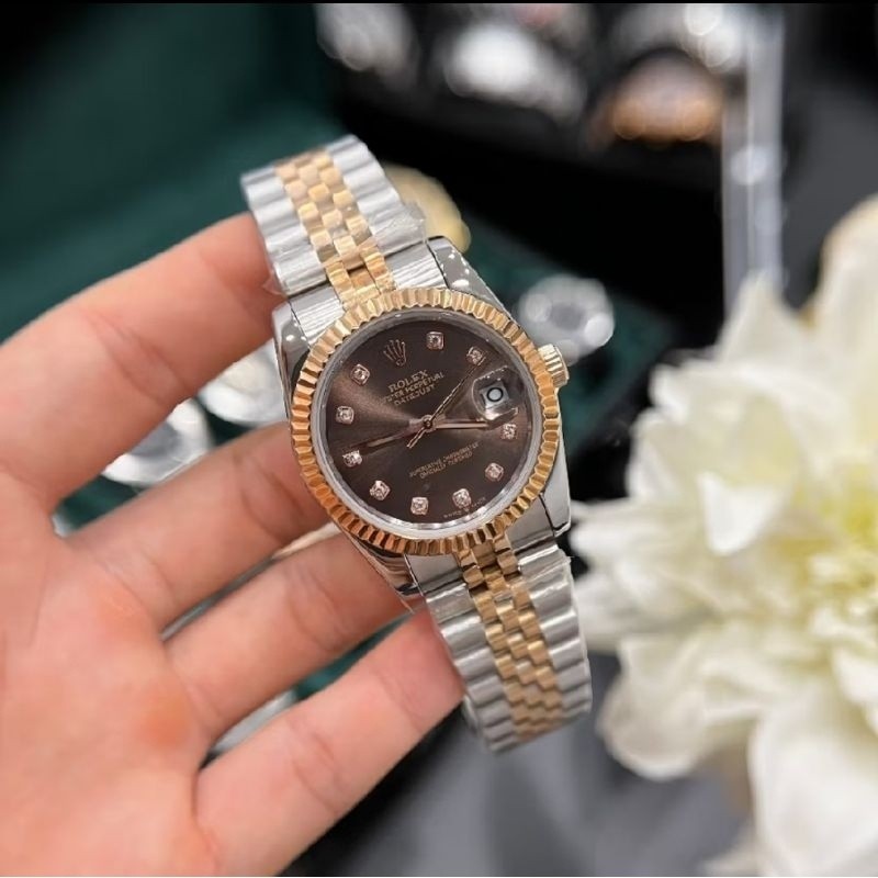 Đồng hồ nam Rolex Datejust 41mm máy cơ nhật bản, viền đá cz - dây thép không gỉ