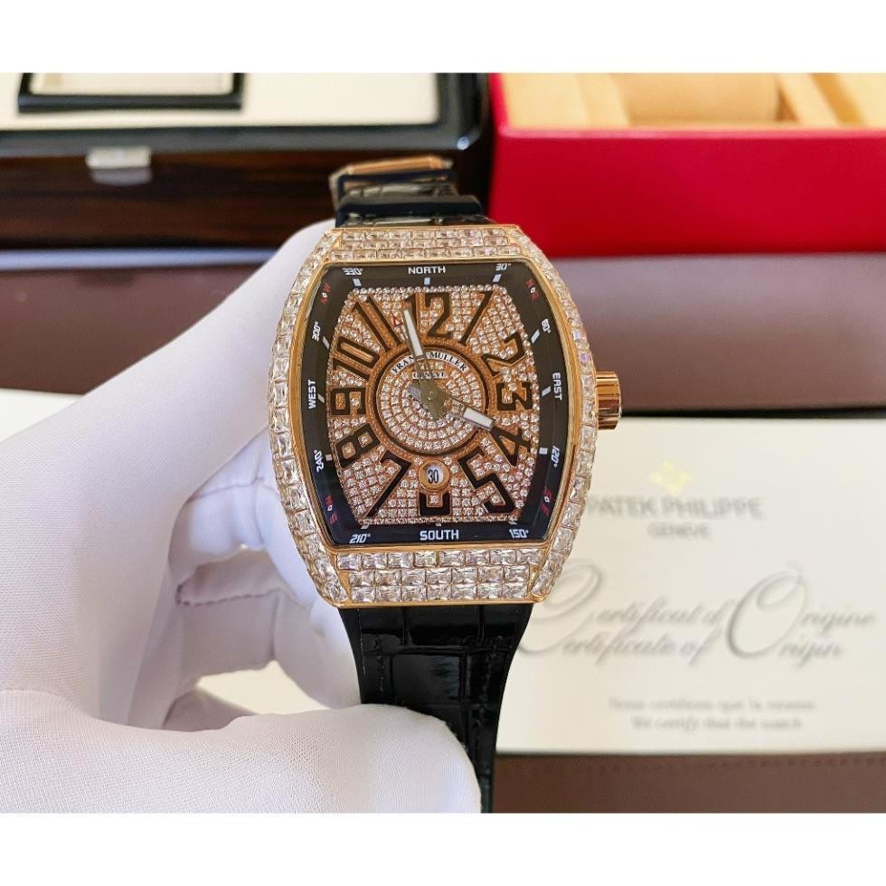 Đồng Hồ nam Franck Muller Vanguard v45 44mm máy Cơ Automatic - full đá CZ baguette