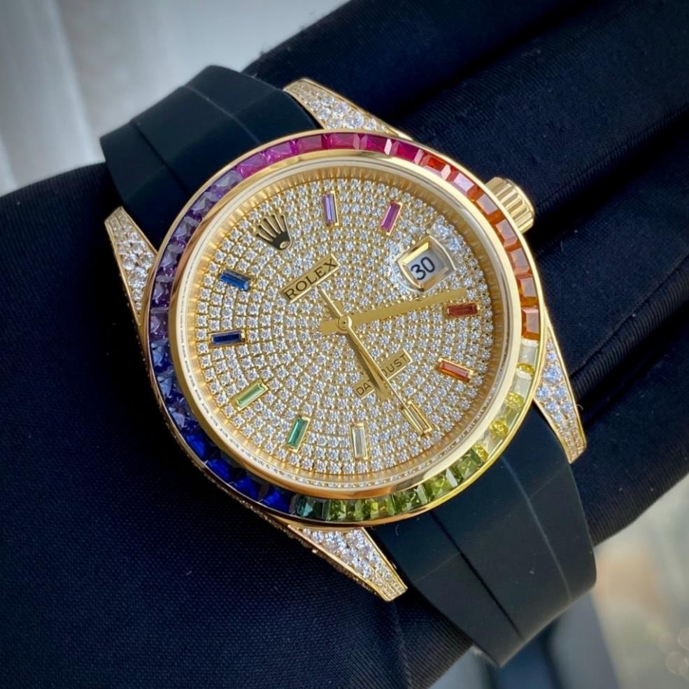 Đồng Hồ nam Rolex Datejust 41mm máy Cal 3235 31 chân kính 28800vph, full đá cz