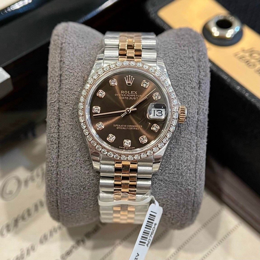 [TẶNG HỘP] Đồng hồ Nữ ROLEX Lady Oyster Perpetual Date Just chocolate N- Thép 904L- Automatic- 31mm 