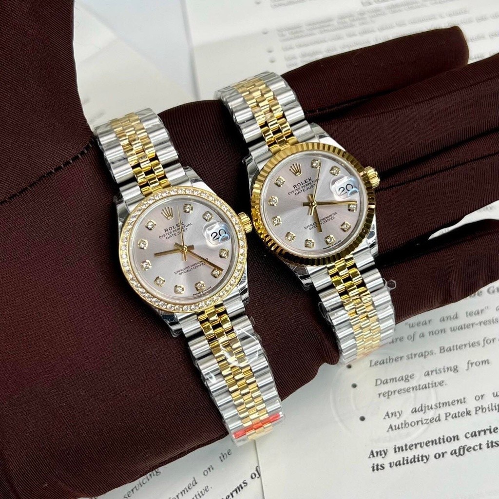 [TẶNG HỘP] Đồng hồ Nữ ROLEX Lady Oyster Perpetual Date Just Sundust TN demi- Thép 904L- automatic- 3