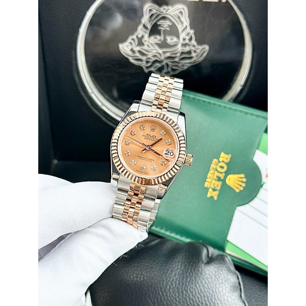 [TẶNG HỘP] Đồng hồ Nữ ROLEX lady Date Just demi o- Máy automatic- Dây thép- 31mm. RVW