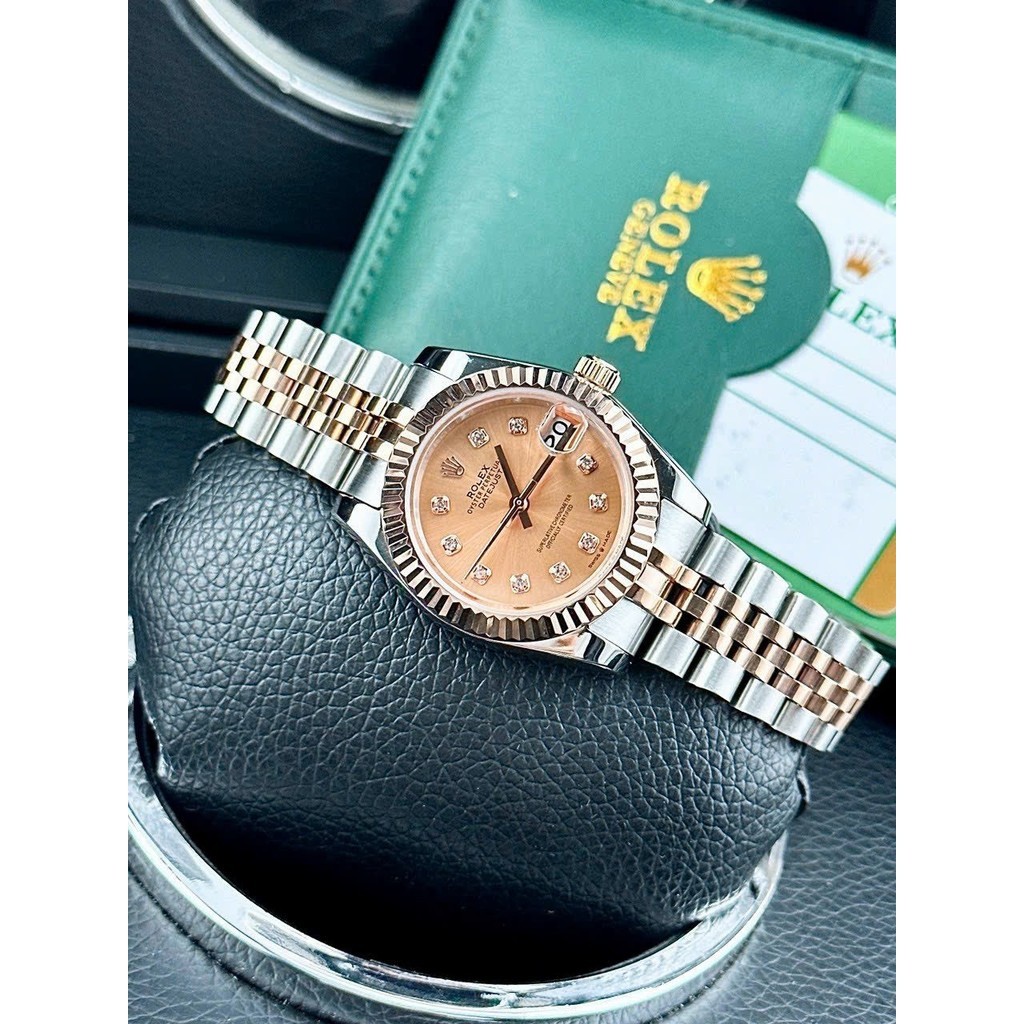 [TẶNG HỘP] Đồng hồ Nữ ROLEX lady Date Just demi o- Máy automatic- Dây thép- 31mm- chống nước- BẢO HÀ