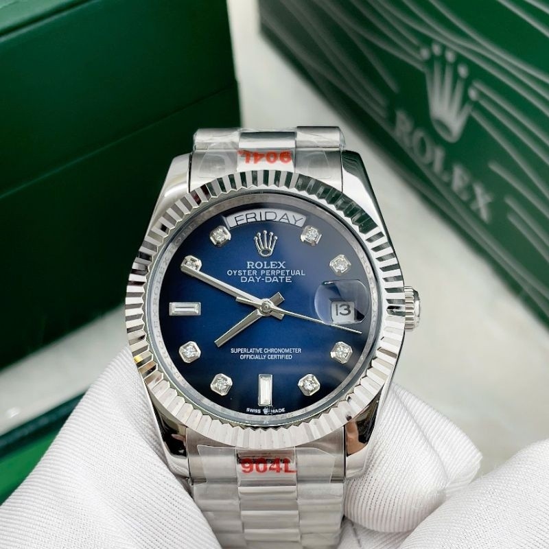 Rolex day date mặt xanh navi - nhẹ nhàng thanh lịch cho ae,Bản tinh chỉnh mỏng đẹp, Đủ size 38-41