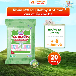 Khăn Ướt Lau BOBBY ANTIMOS Xua Đuổi Muỗi Tinh Chất Sả Dành Cho Bé + 6 Tháng 20 tờ - MC34