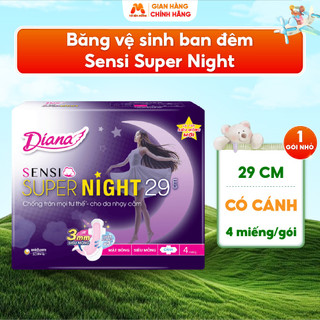 Băng Vệ Sinh Ban Đêm SENSI SUPERNIGHT Thấm Hút Chống Tràn Kháng Khuẩn Có Cánh 29cm/4 Miếng - MC107
