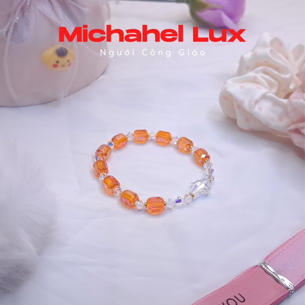 Vòng tay phale Swarovski phối phale lưu thống màu cam - Quà tặng ý nghĩa