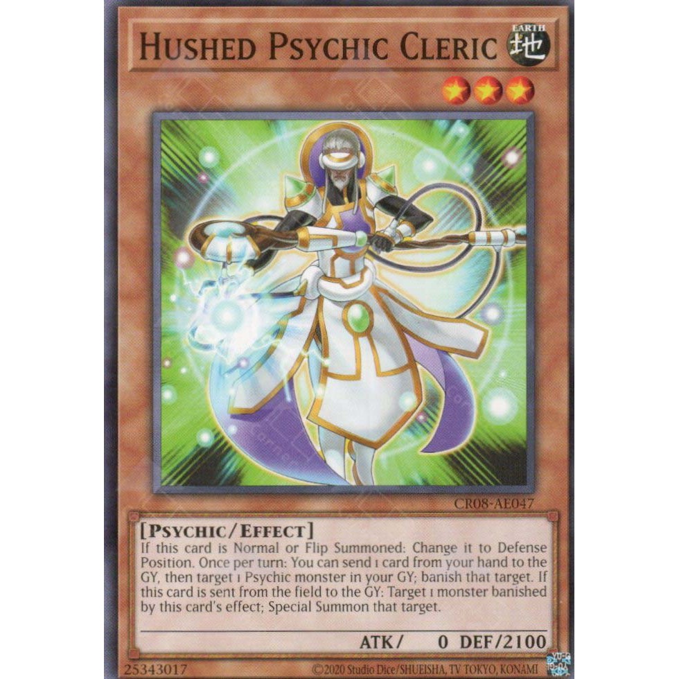 [ Bài Yugioh Chính Hãng ] CR08-AE047 Hushed Psychic Cleric - Common
