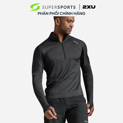 Áo Thun Tay Dài Nam 2XU Aero 1/2 Zip - Xám - MR7244a-BLK/SRF