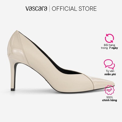 Vascara Giày Bít Mũi Nhọn Da Bóng Phối Vân Da Mờ - BMN 0732