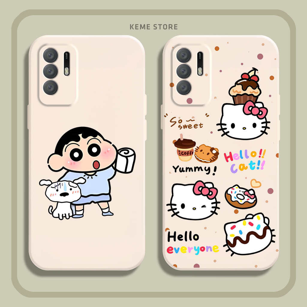Ốp lưng Oppo A95 5G / Reno 6Z / F19 Pro Plus / A94 5G / Reno 5Z 5G in hình shin hello kitty doraemon
