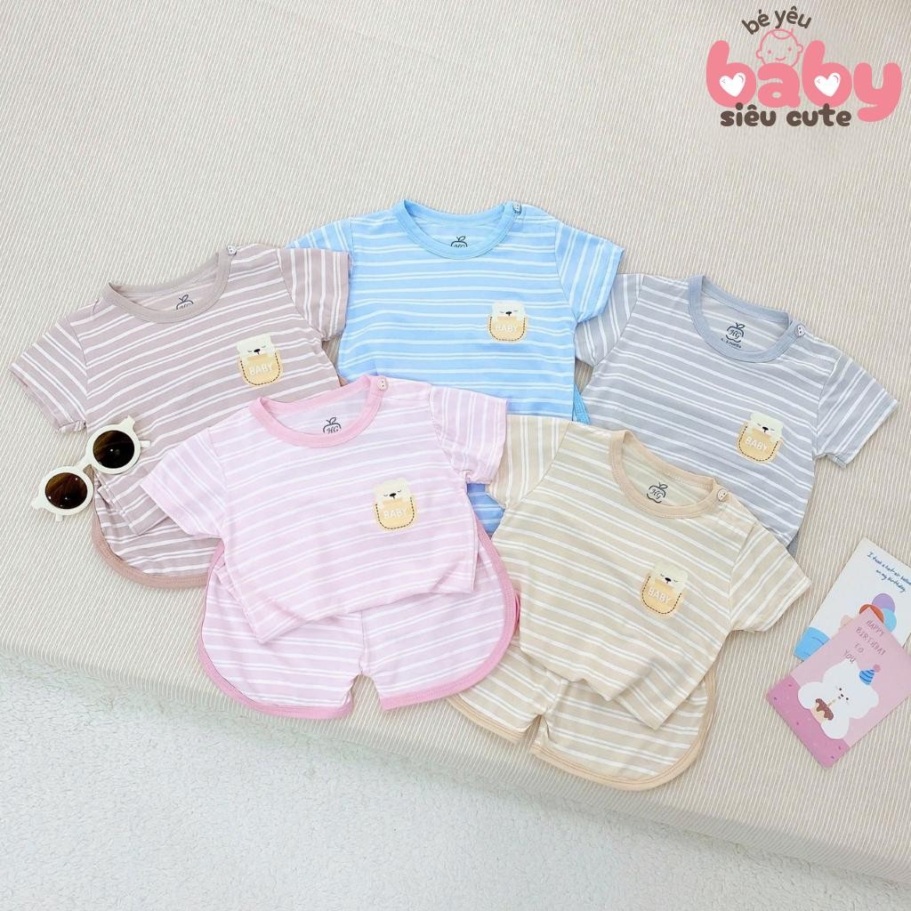 Petit Short-Sleeve Striped Baby Set – 6-36 Months, 5 Colors – AQC28