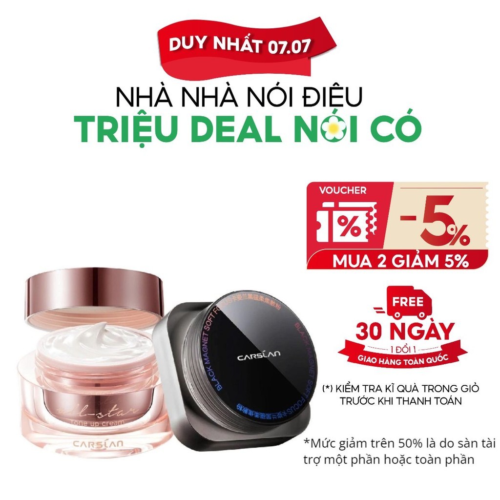 Combo kem lười Carslan nền nhanh – mịn + phấn phủ Carslan kiềm dầu, khóa nền bền màu 2025