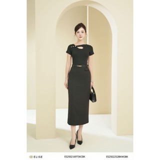 Chân váy bút chì đen túi chéo thiết kế Elise ES2502252BKWOBK