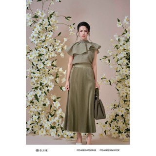  Chân váy xanh rêu dập ly thiết kế Elise FF2409185BKWOGE 
