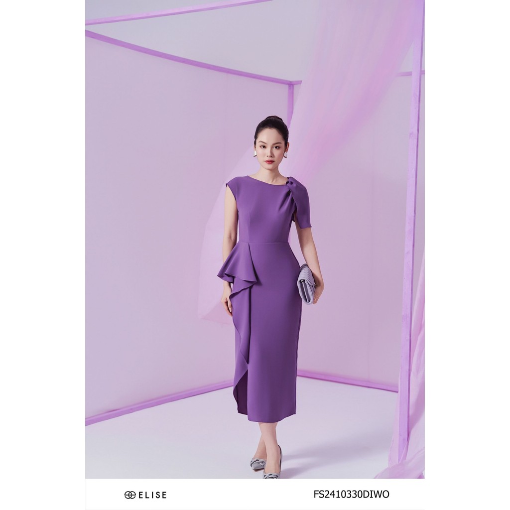 Đầm tím chân phủ vạt bèo thiết kế Elise FS2410330DIWOPU