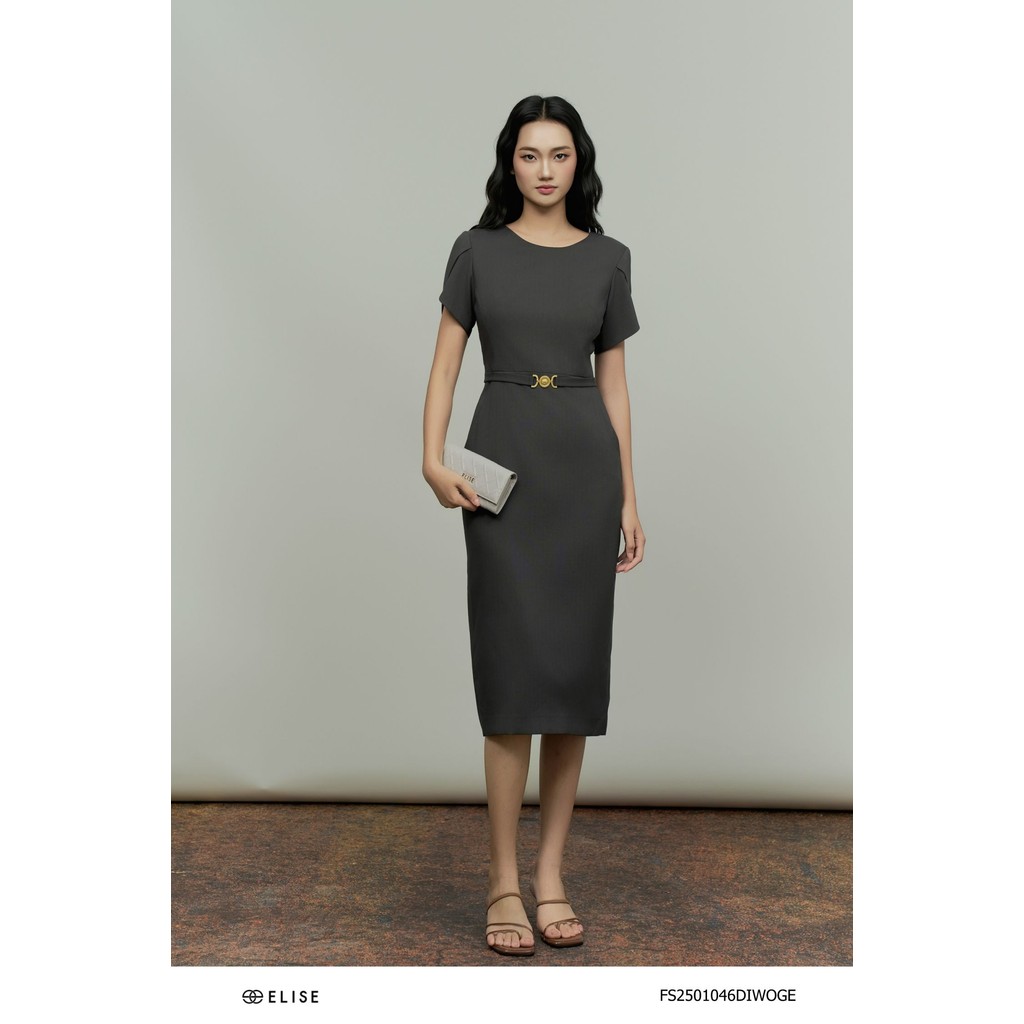 Đầm xanh rêu đậm tay chồng thiết kế Elise FS2501046DIWOGE