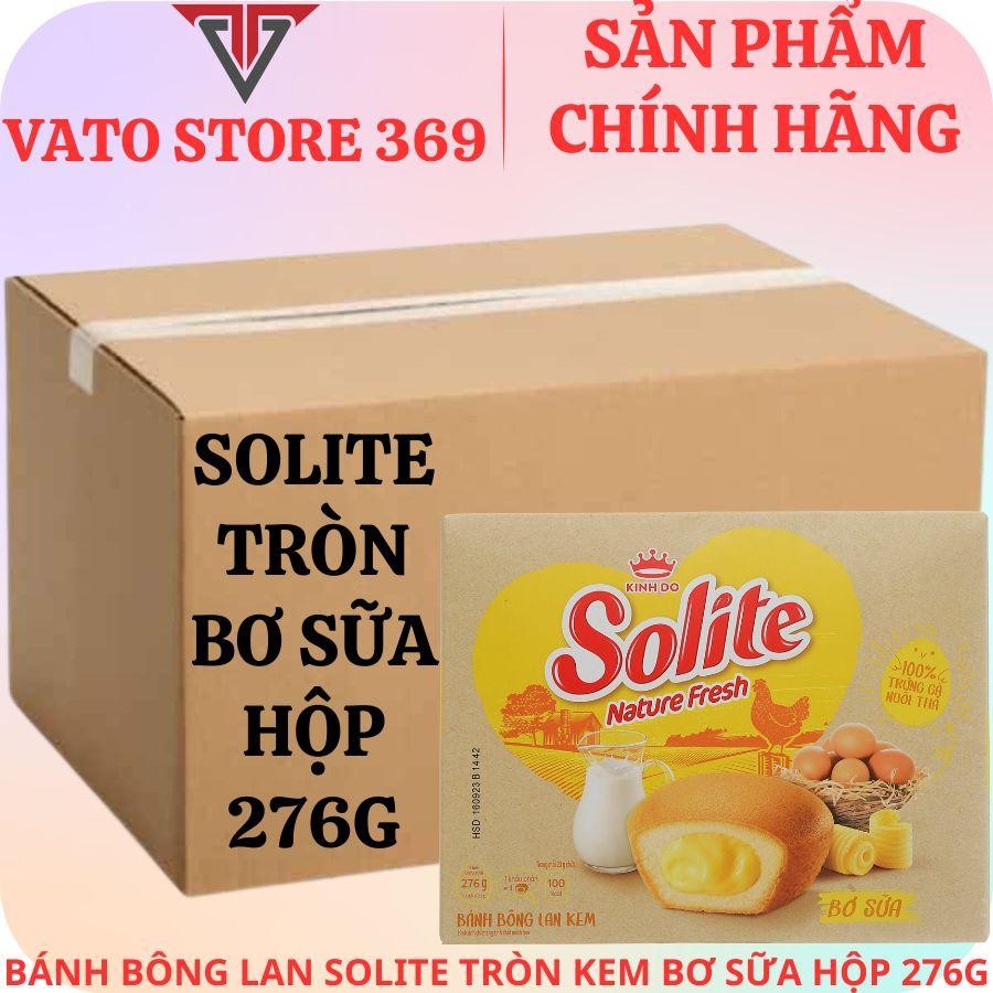 Bánh bông lan SOLITE tròn kem bơ sữa hộp 276g