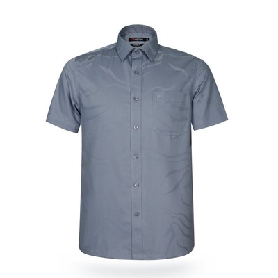 Áo sơ mi nam tay ngắn họa tiết KHATOCO form Tailor Fit lai ngang mã A1MN468T2-CNMK409-2508-N