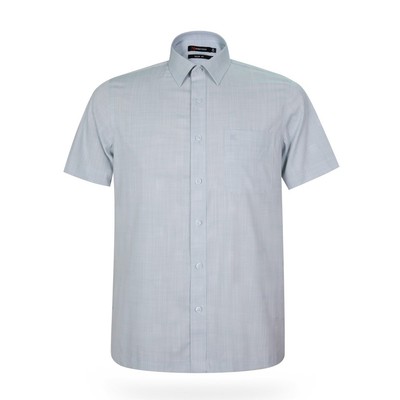 Áo sơ mi nam tay ngắn họa tiết KHATOCO form Tailor Fit lai ngang mã A1MN468T2-CNMK585-2608-N