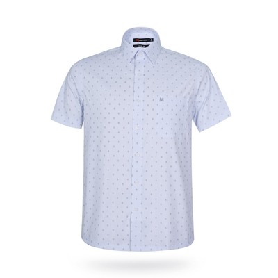 Áo sơ mi nam tay ngắn họa tiết KHATOCO form Tailor Fit lai ngang mã A1MN498T2-CNIN618-2609-N