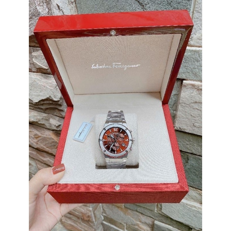 Đồng Hồ Nam Salvatore Ferragamo F80 Classic Chronograph kiểu dáng hublot case viền 6 đinh ốc nam tín