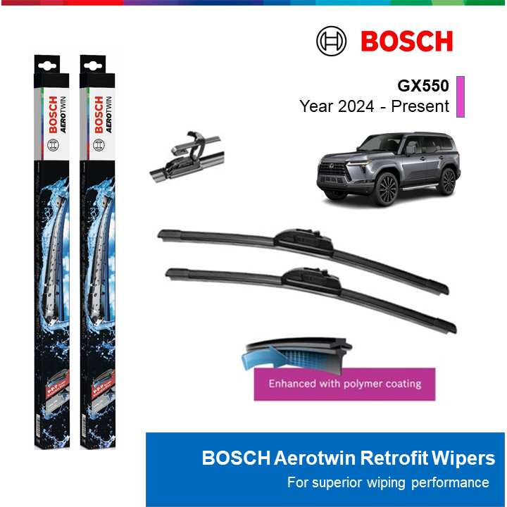 BỘ GẠT MƯA BOSCH AEROTWIN 22" & 20": LEXUS GX550 ĐỜI XE 2024 ĐẾN NAY