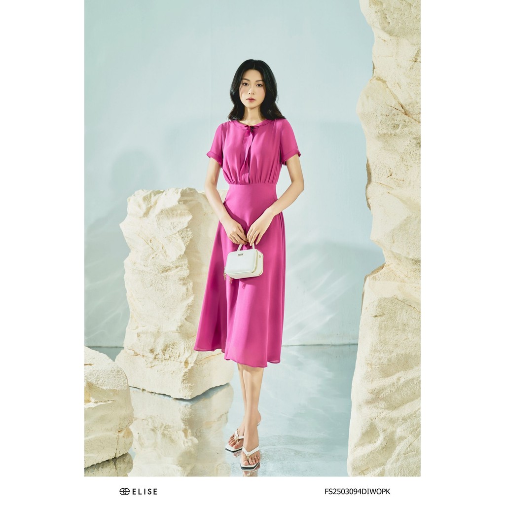 Đầm sạn hồng tím viền bèo thiết kế Elise FS2503094DIWOPK