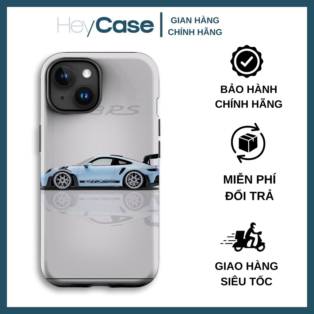 Ốp Lưng HeyCase Siêu Xe Porsche 911 GT3 RS Xanh Dương Đẹp Tối Giản cho iPhone 14 15 Pro