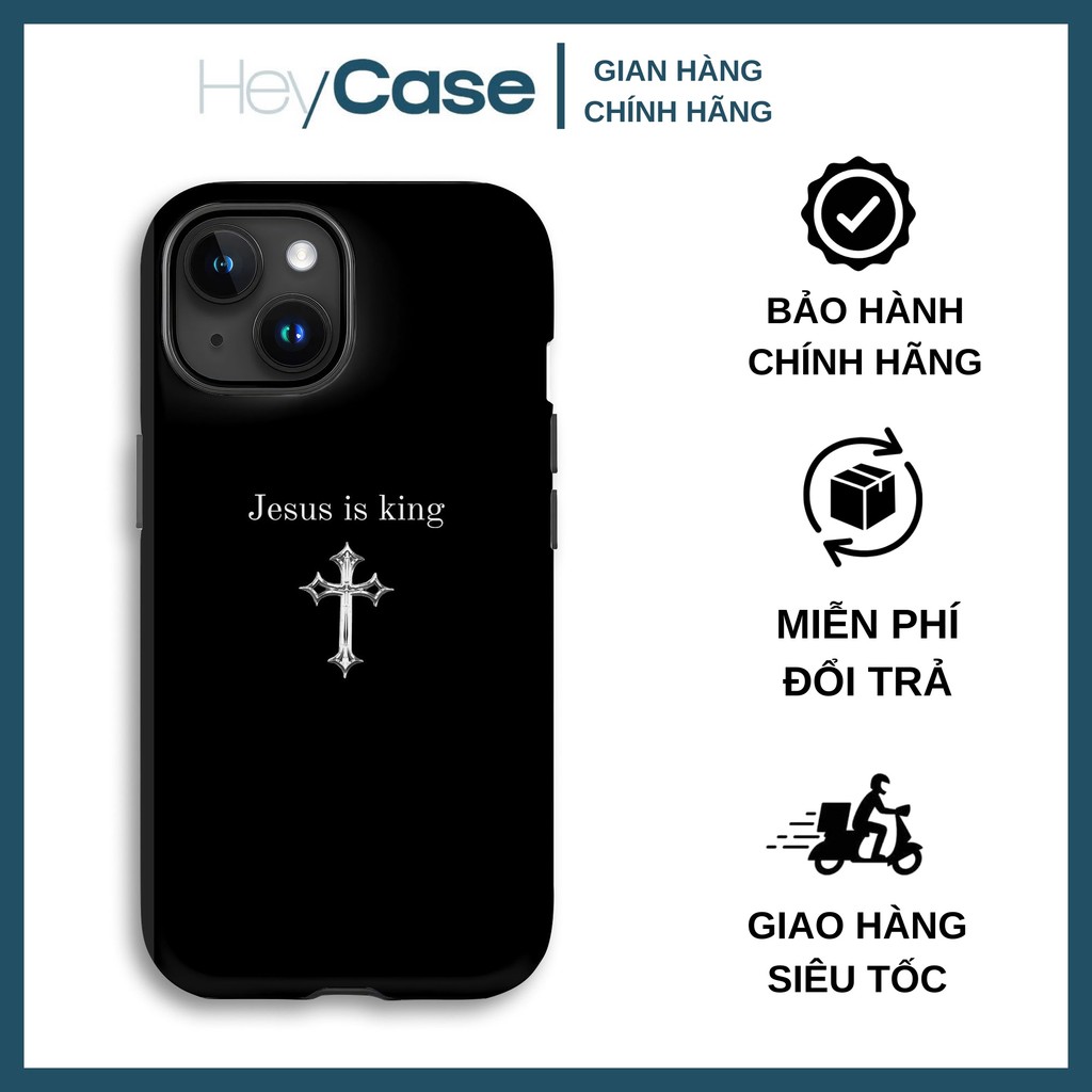 Ốp Lưng iPhone Công Giáo Jesus Is King Chúa Là Vua Đẹp Tối Giản cho iPhone 14 15 Pro Max