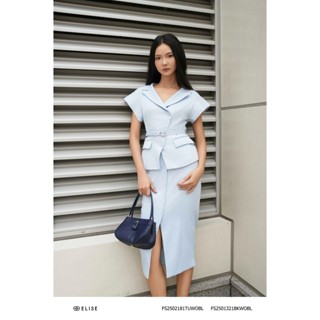 Vest sợi xanh biển đai eo thiết kế Elise FS2502181TUWOBL 