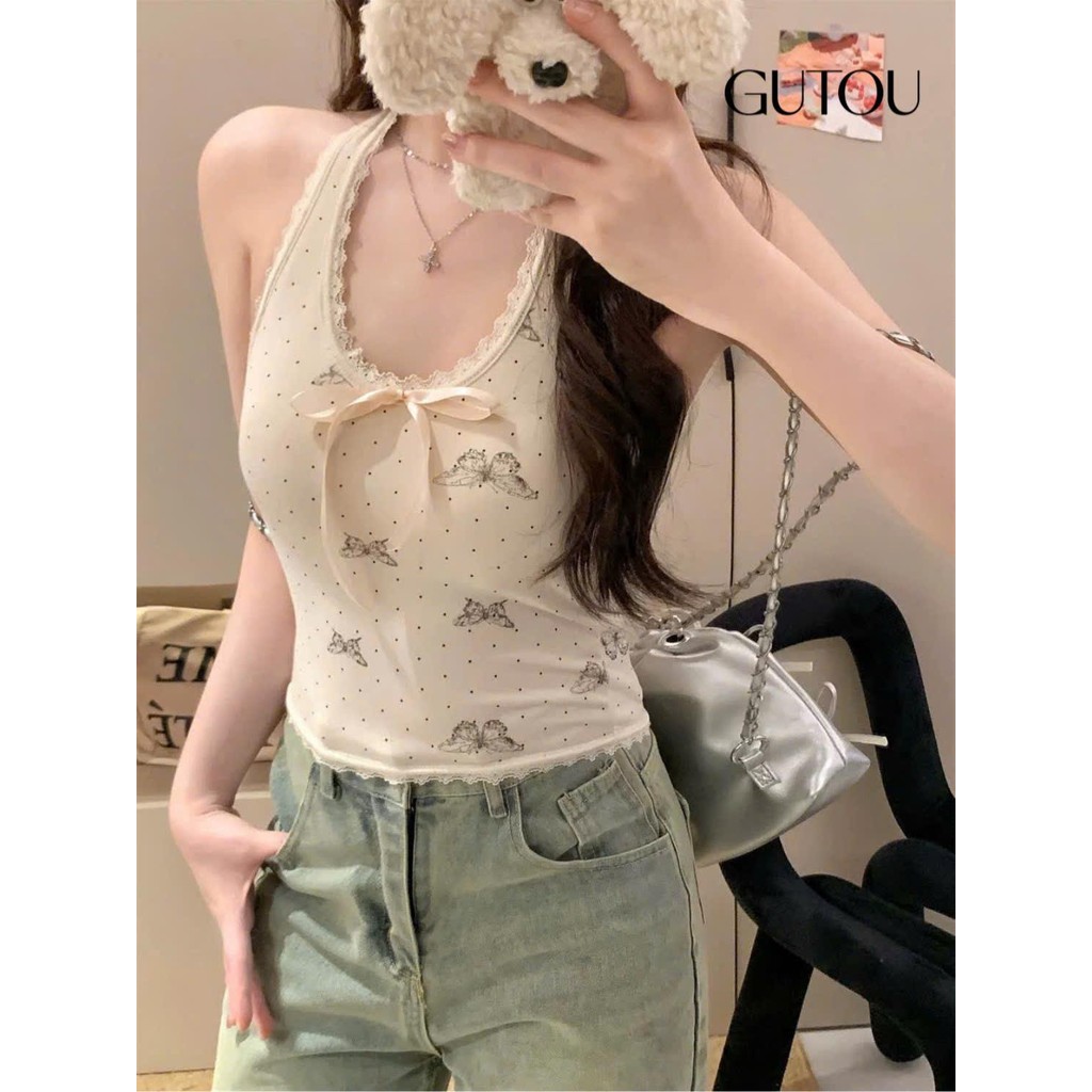 QCCC L1 Áo Yếm Ren Họa Tiết Bướm G65