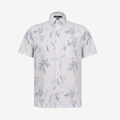 Áo sơ mi nam ngắn tay KHATOCO in hoạ tiết form Tailor Fit lai ngang mã A1MN518T2-CNIN727-2703-N