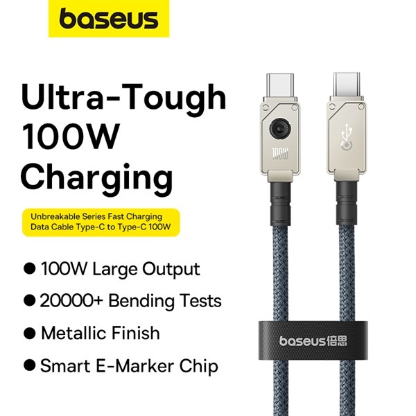 Cáp Sạc Nhanh 2M Trắng Baseus Unbreakable Series Type-C to Type-C 100W (Fast Charging Data Cable)