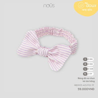 NOUS - Băng đô nơ chun kẻ tím hồng - SS25.T8A