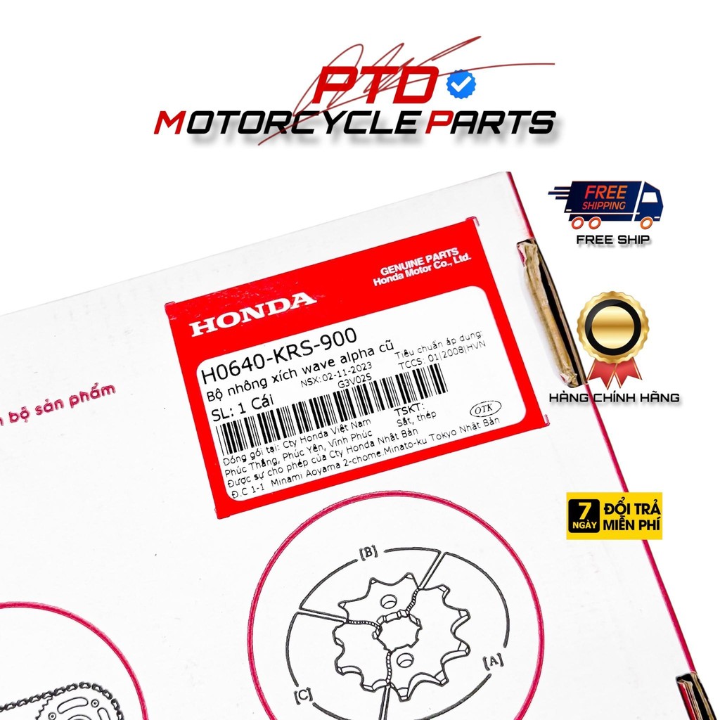 SÊN NHÔNG DĨA HONDA , HÀNG CHÍNH HÃNG HONDA VIỆT NAM KRS
