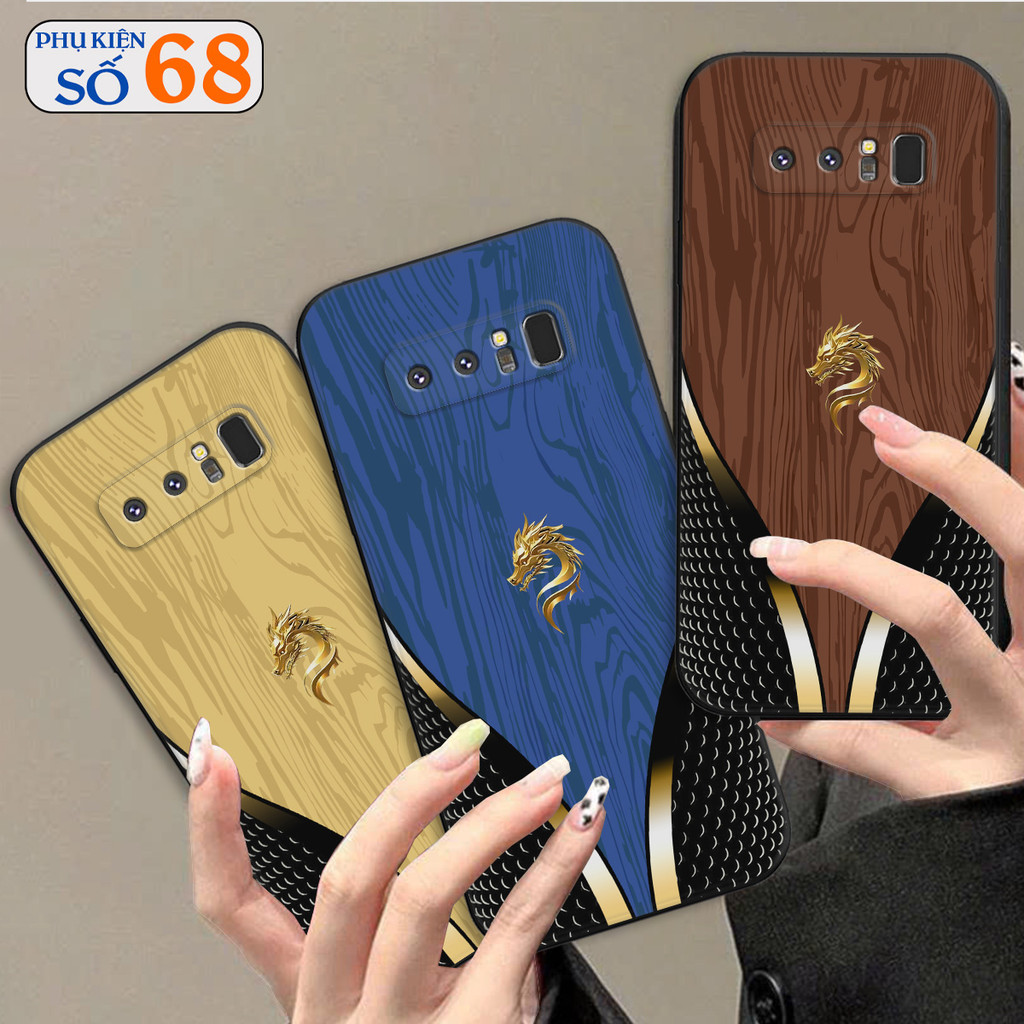 Ốp lưng Samsung Note 8 / Note 9  họa tiết vân gỗ, rồng vàng sang trọng