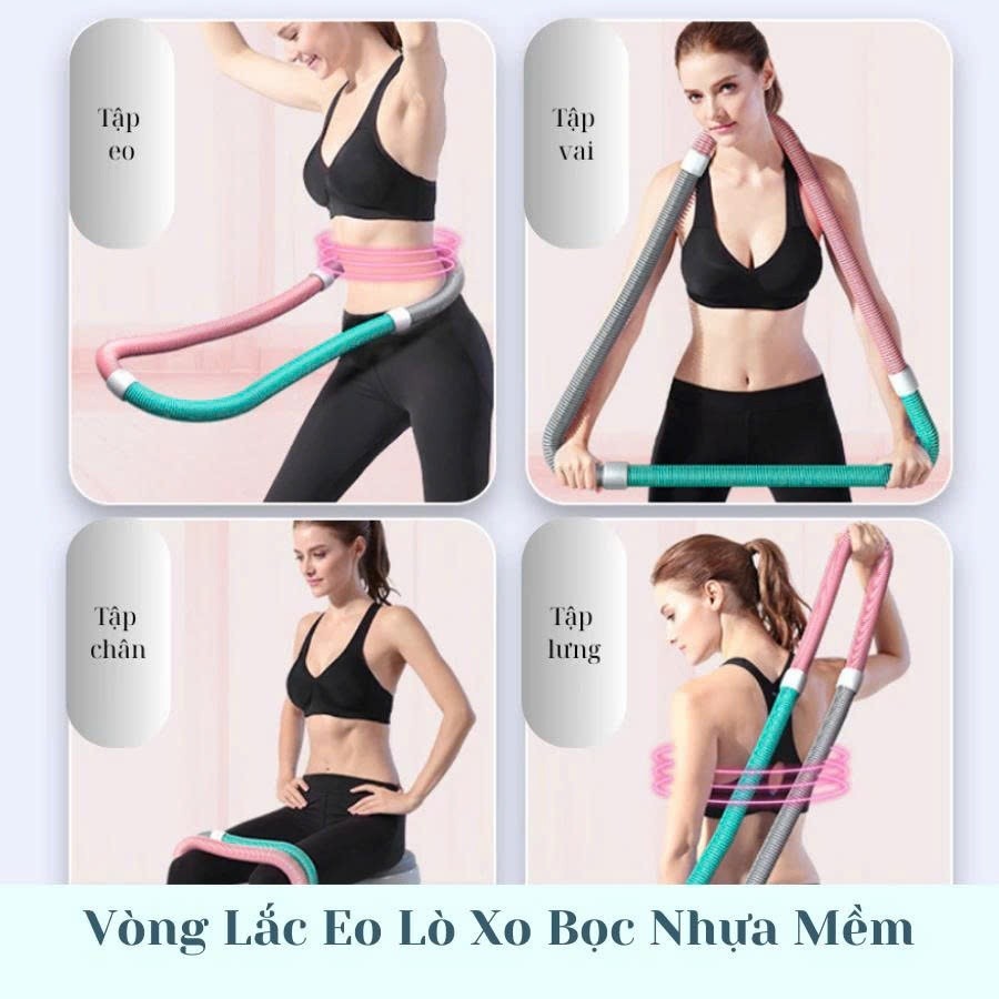 Vòng Lắc Eo Lò Xo Bọc Nhựa Mềm Bên Ngoài, Giảm Mỡ Bụng, Eo Thon Tại Nhà