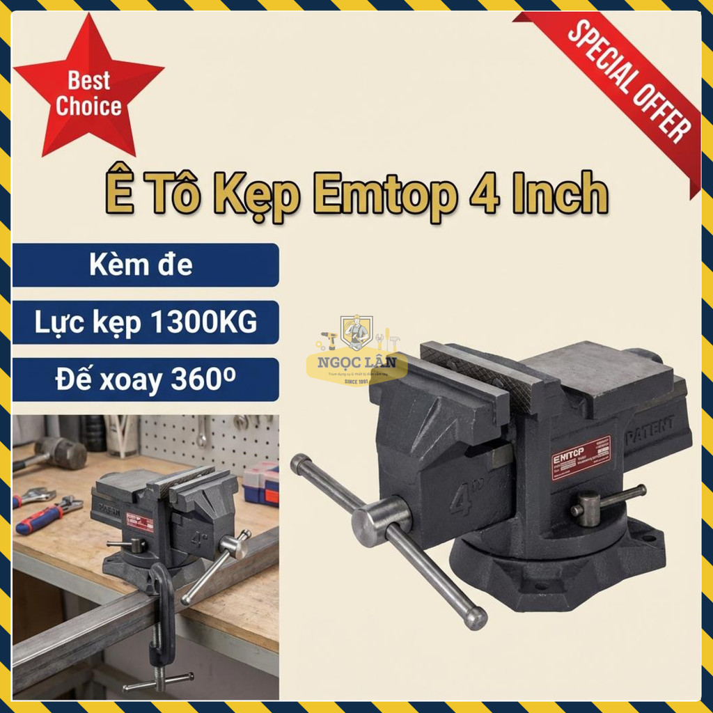 Ê Tô Kẹp Đế Xoay Emtop 4 Inch