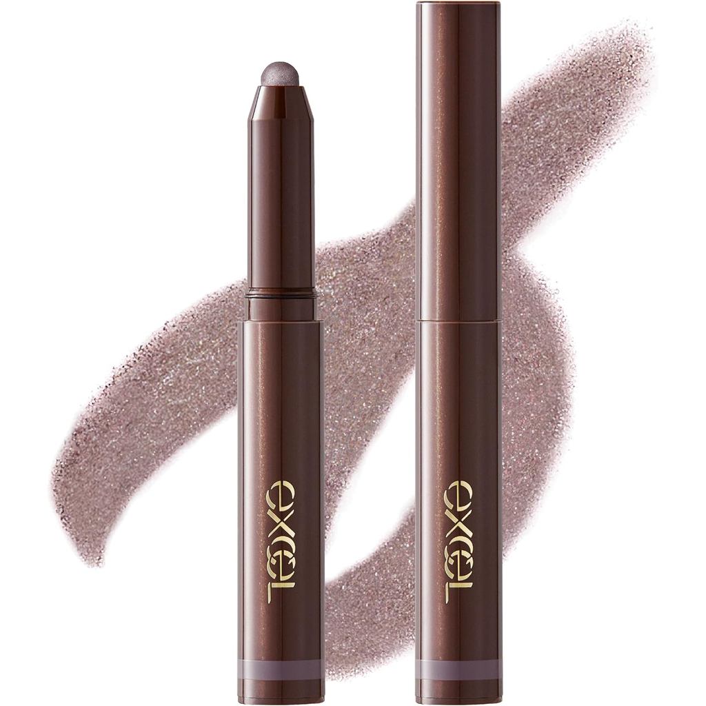 In stock, Excel Glim On Fit Shadow GF10 (Blanket) Mauve Gray Stick Shadow High Adhesion Eyeshadow WP