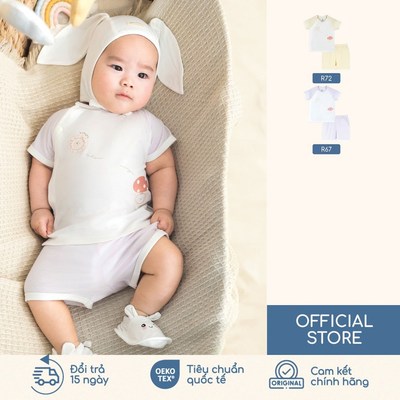 BU Baby Bộ cộc tay cài chéo newborn Little Sunshine | Quần áo sơ sinh cao cấp mềm mịn | IVS1308LS