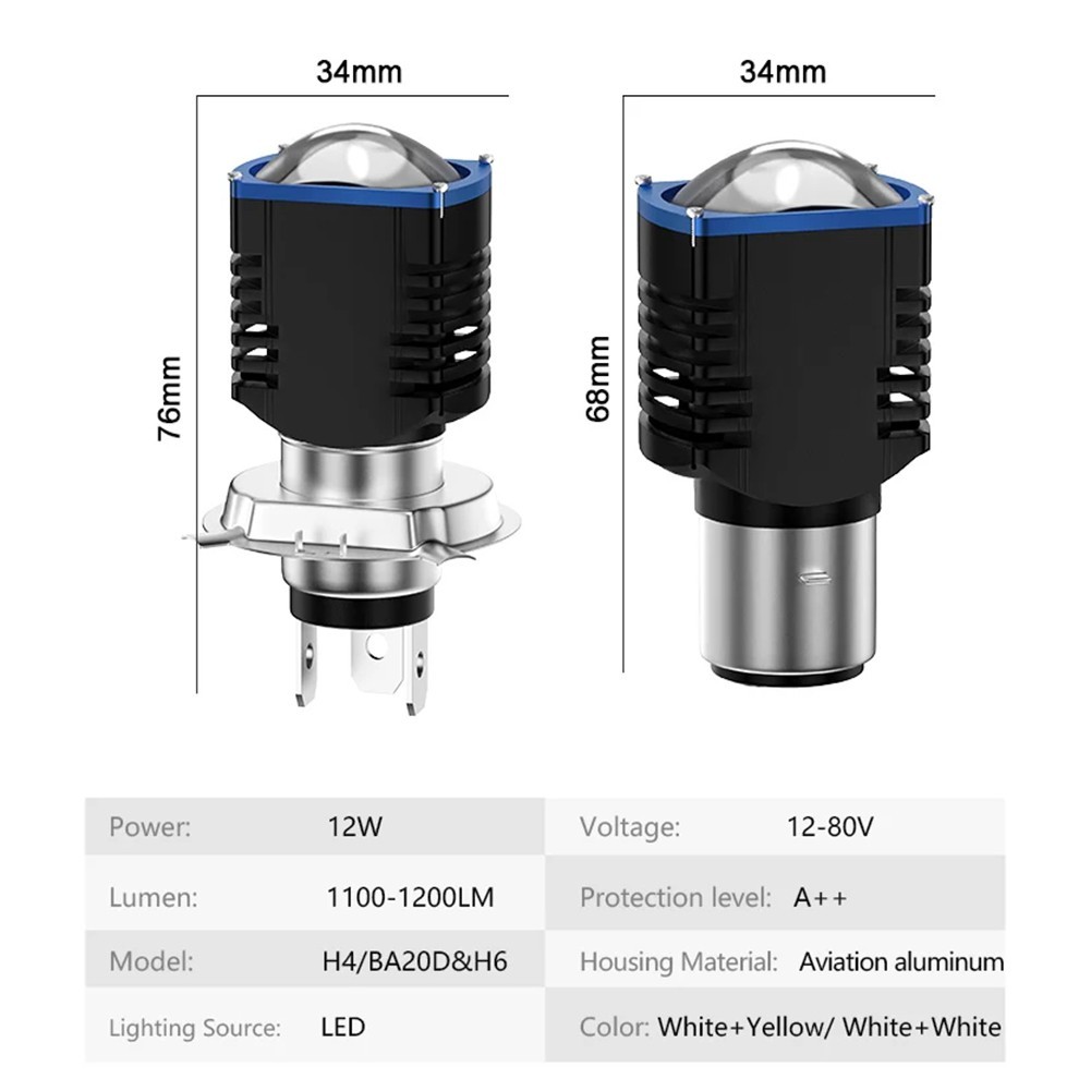 Motorcycle LED headlight bulb with lens Motorcycle spotlight H4 H6 BA20D
