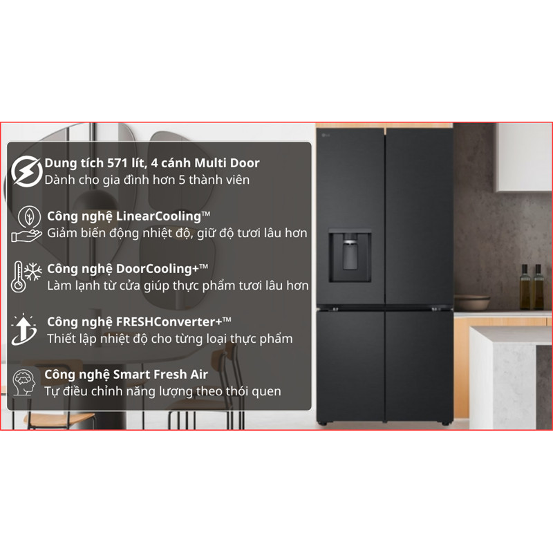 Tủ lạnh LG Inverter 571 lít Multi Door LFD58BLMA 2025 - Việt Nam Điện Máy KHO RẺ