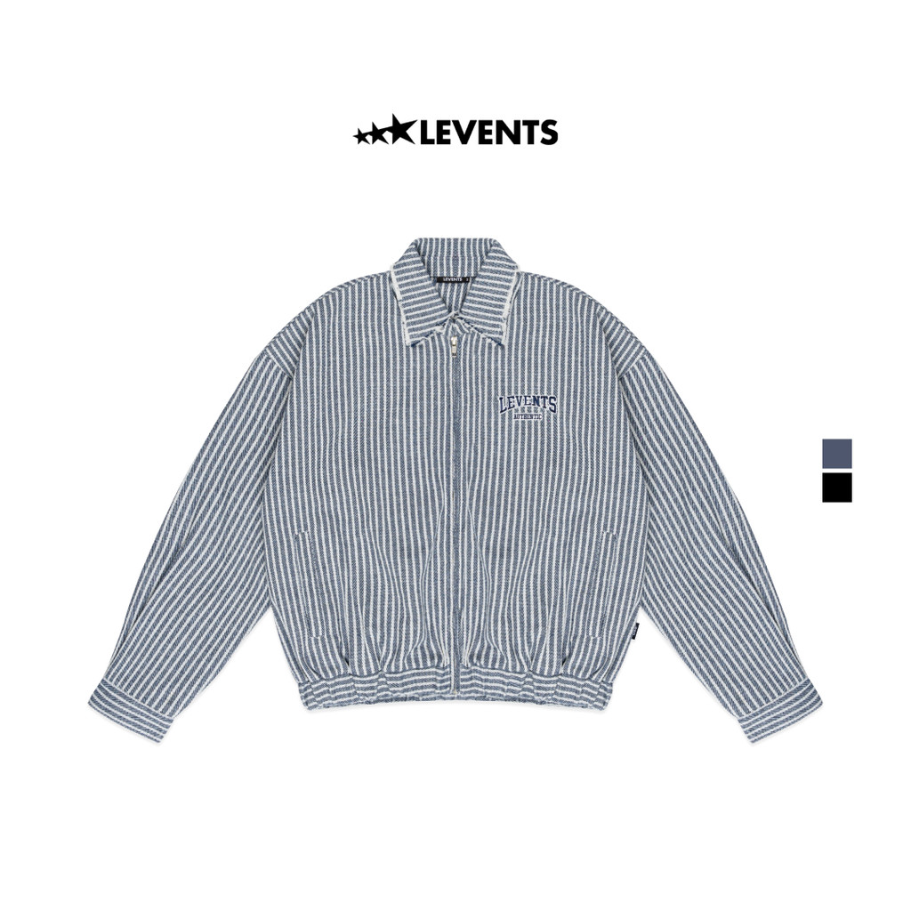 Áo Khoác Levents Striped Boxy Khaki Jacket Poly Pha Cotton Cứng Cáp
