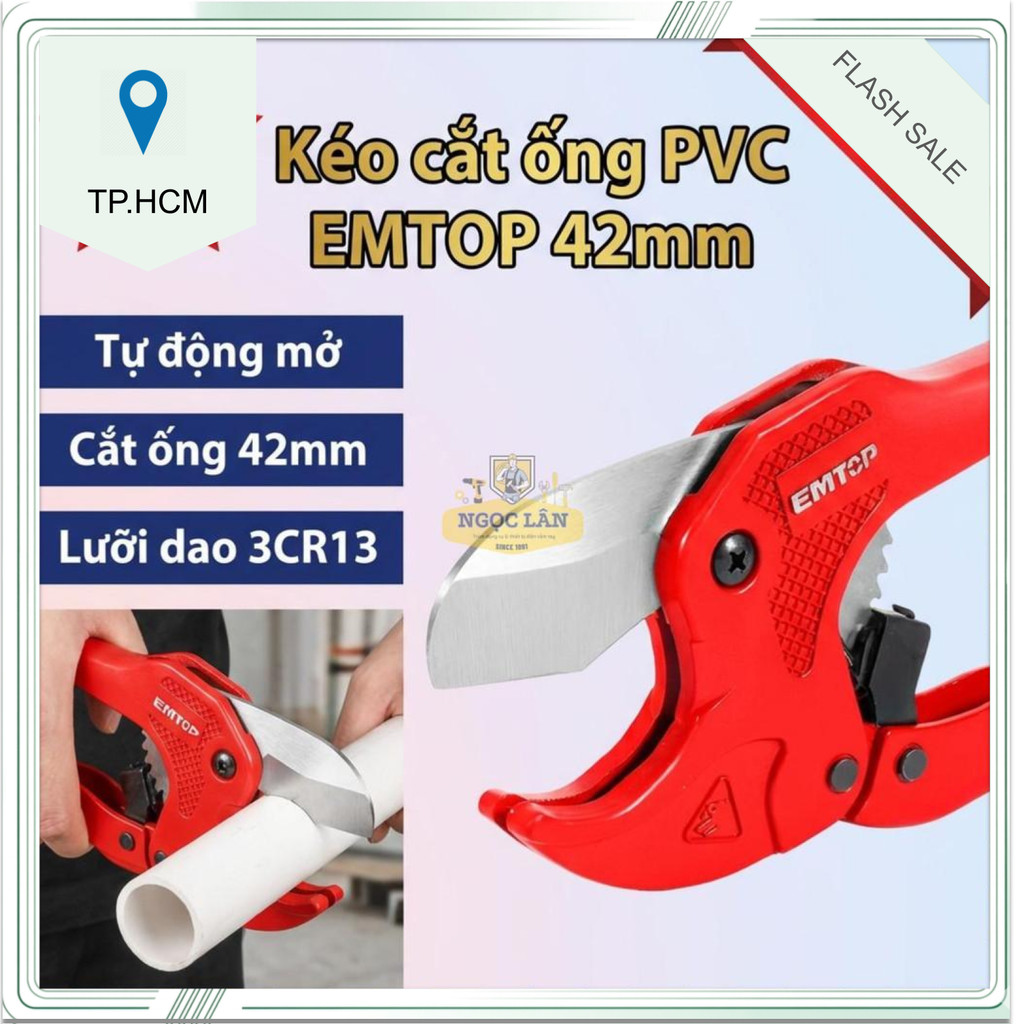 Emtop Kéo Cắt Ống Nhựa Pvc, Đường Kính 42mm, Lưỡi Dao 3CR13